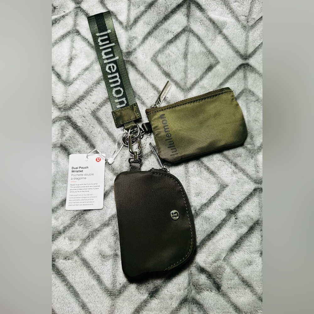 lululemon athletica Olive Green Dual Pouch Wristlet